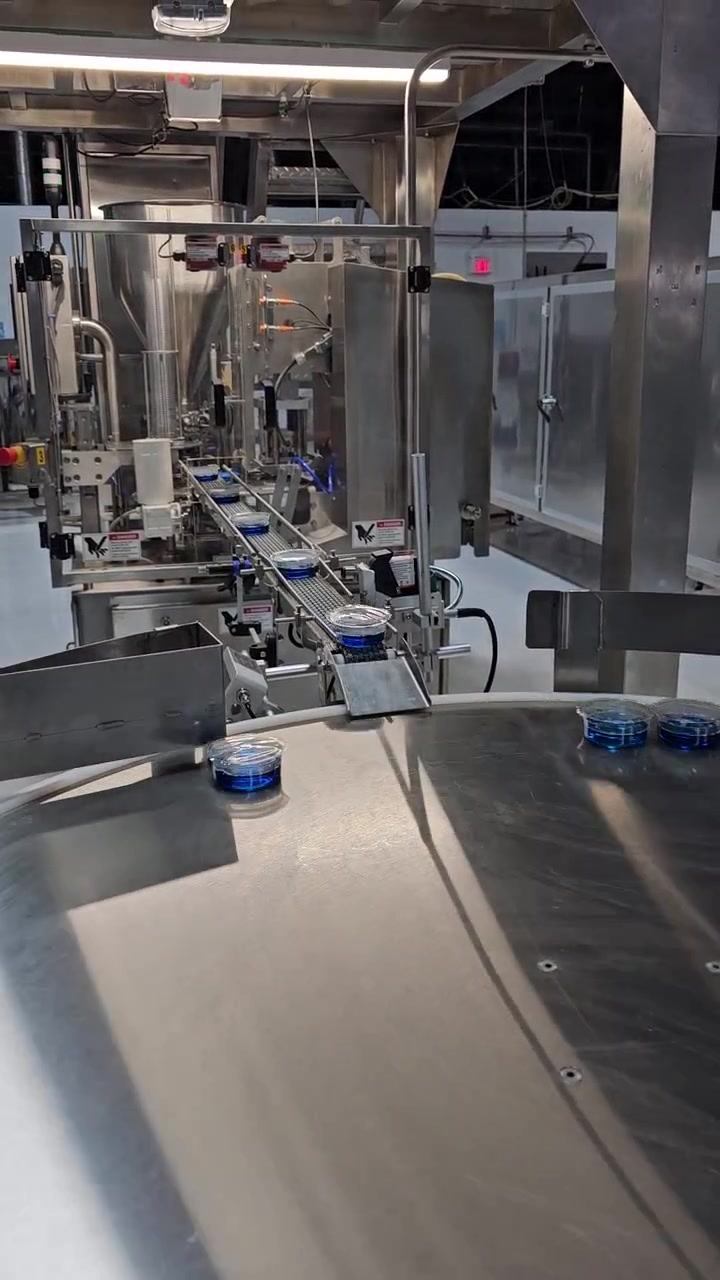 Sealed cups leaving the line